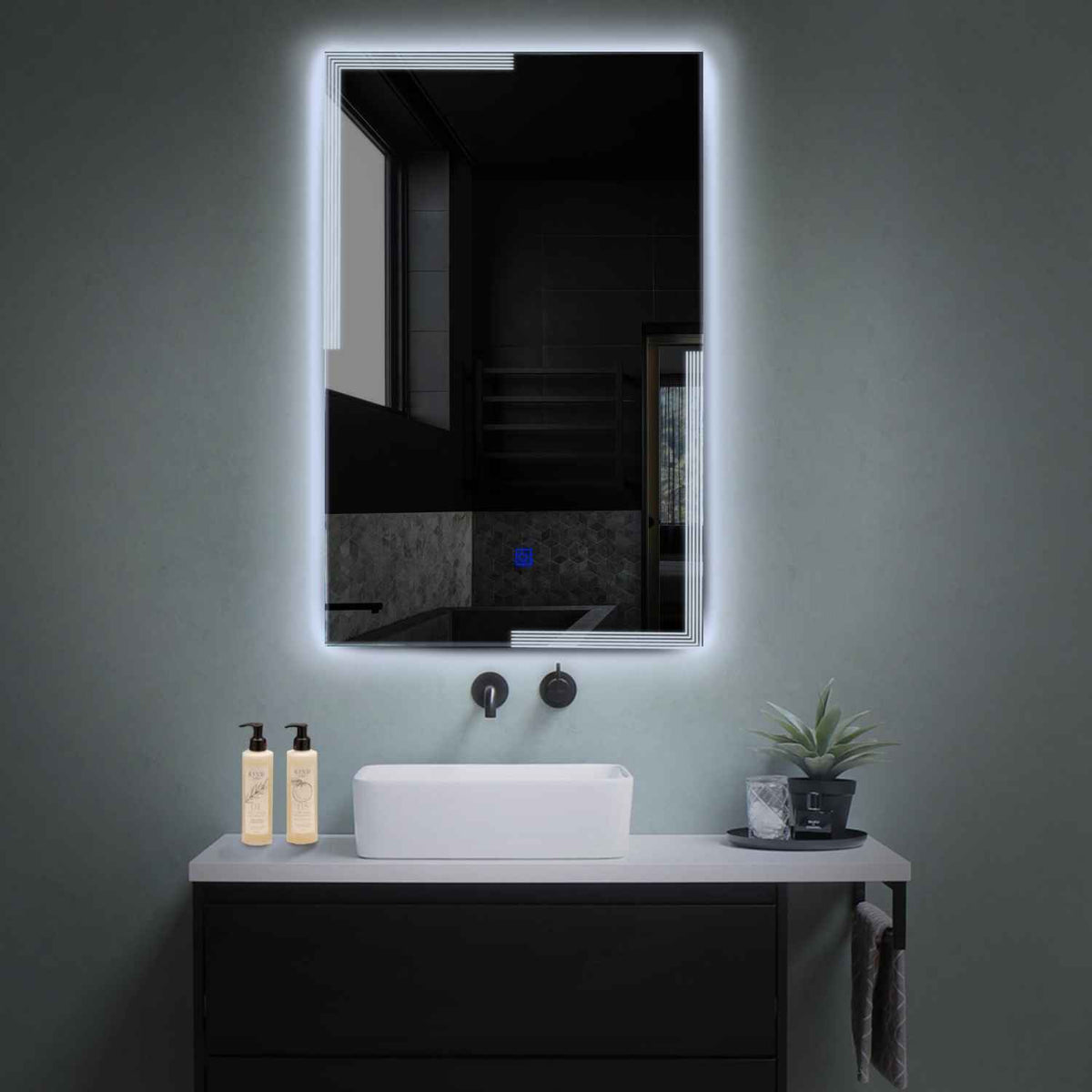 LED Spiegel Verticaal | met Touch-Knop | Koud wit licht - Reyze Serie Edge Model 2