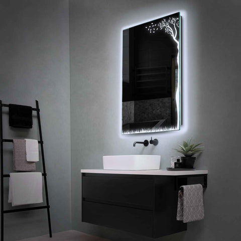 LED Spiegel Verticaal | Zonder Touchknoppen | Koud wit licht - Reyze Serie Good Vibes Model 8