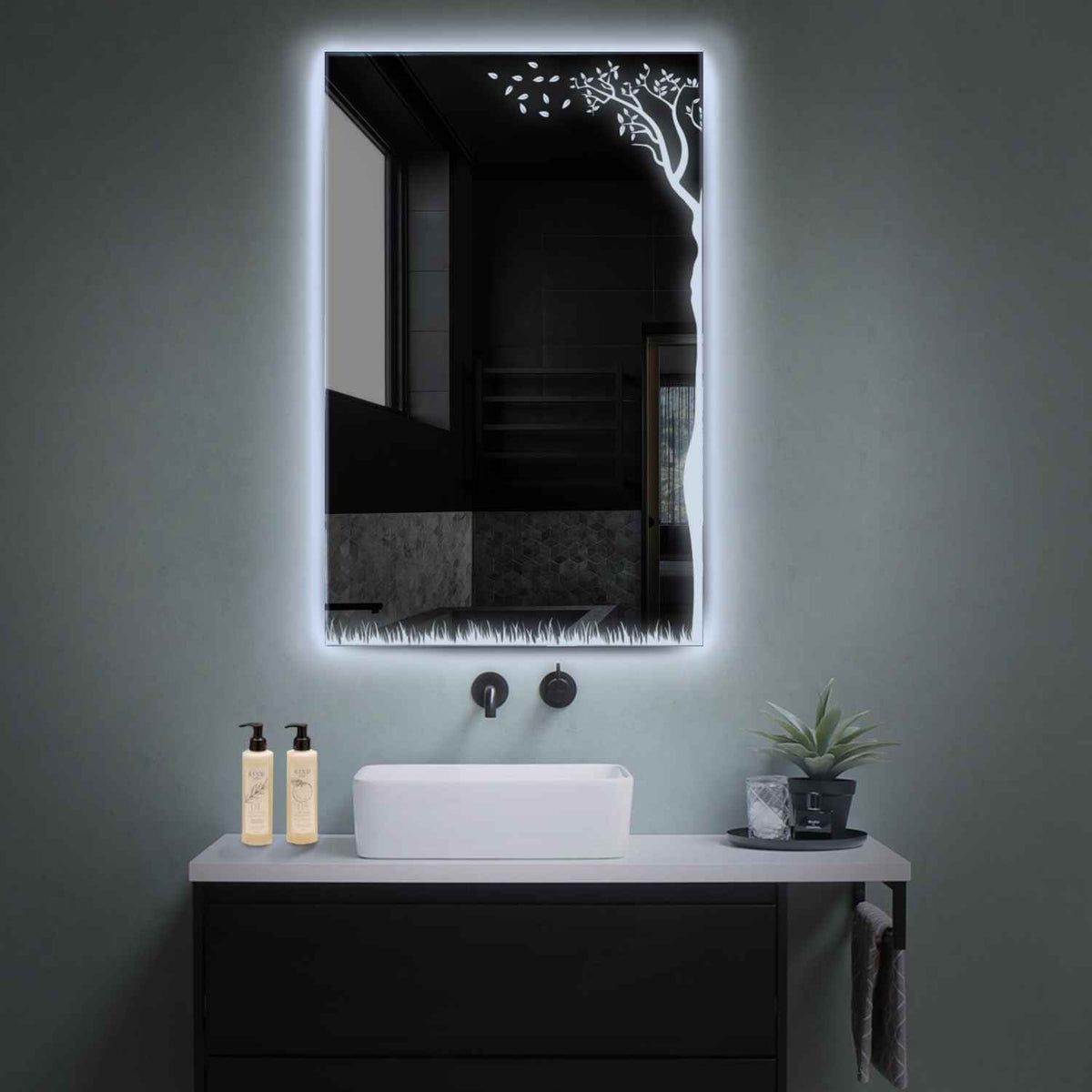 LED Spiegel Verticaal | Zonder Touchknoppen | Koud wit licht - Reyze Serie Good Vibes Model 8