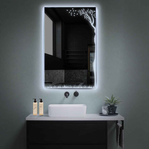 LED Spiegel Verticaal | Zonder Touchknoppen | Koud wit licht - Reyze Serie Good Vibes Model 8