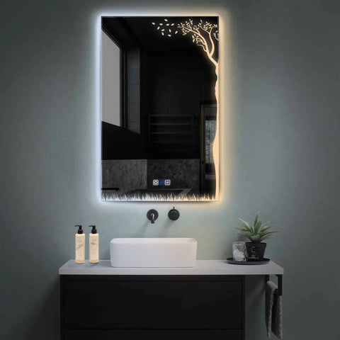 LED Spiegel Verticaal | met Touch-Knoppen | en Anti-Condens Functie | Instelbare lichttemperatuur - Reyze Serie Good Vibes Model 8