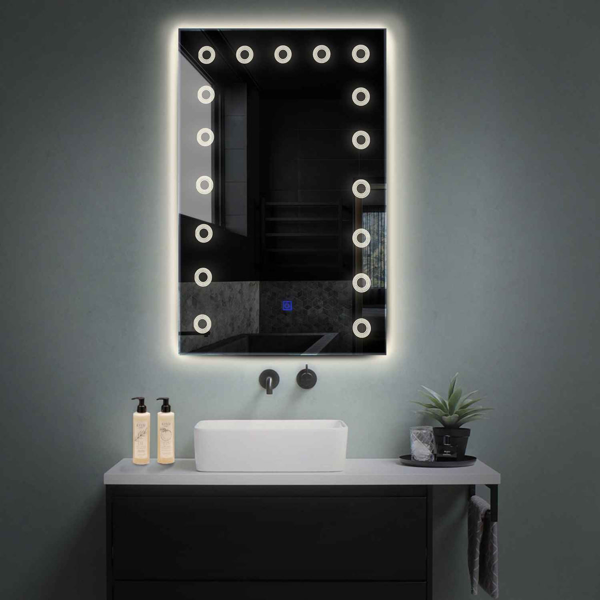 LED Spiegel Verticaal | met Touch-Knop | Neutraal wit licht - Reyze Serie Minimal Model 4