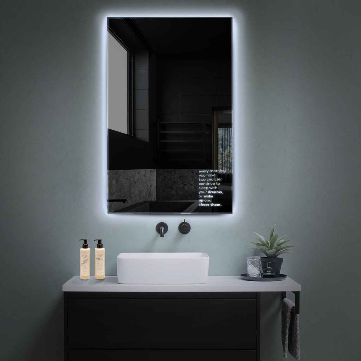 LED Spiegel Verticaal | Zonder Touchknoppen | Koud wit licht - Reyze Serie Motivated Model 2