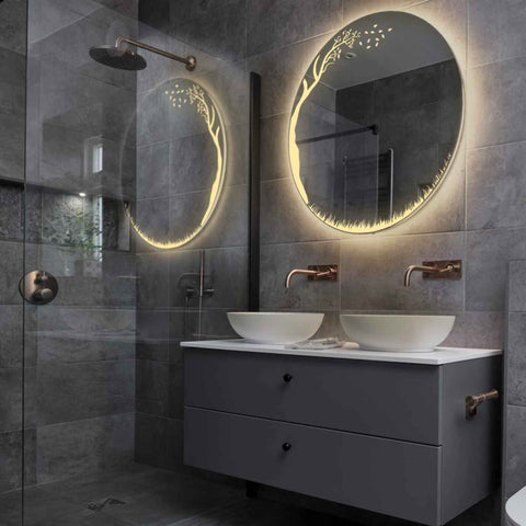LED Spiegel Rond | Zonder Touchknoppen | Warm Wit Licht - Reyze Serie Good Vibes Model 8