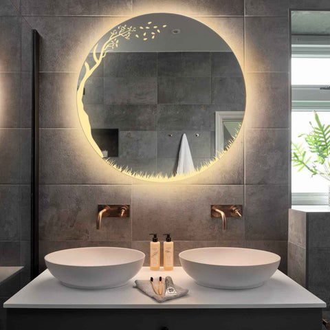 LED Spiegel Rond | Zonder Touchknoppen | Warm Wit Licht - Reyze Serie Good Vibes Model 8