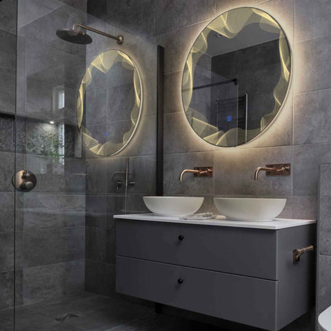 LED Spiegel Rond | met Touch-Knop | Warm Wit Licht - Reyze Serie Simetria Model 3