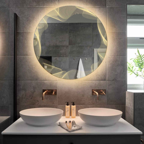 LED Spiegel Rond | met Touch-Knoppen | en Anti-Condens Functie | Warm Wit Licht - Reyze Serie Simetria Model 3