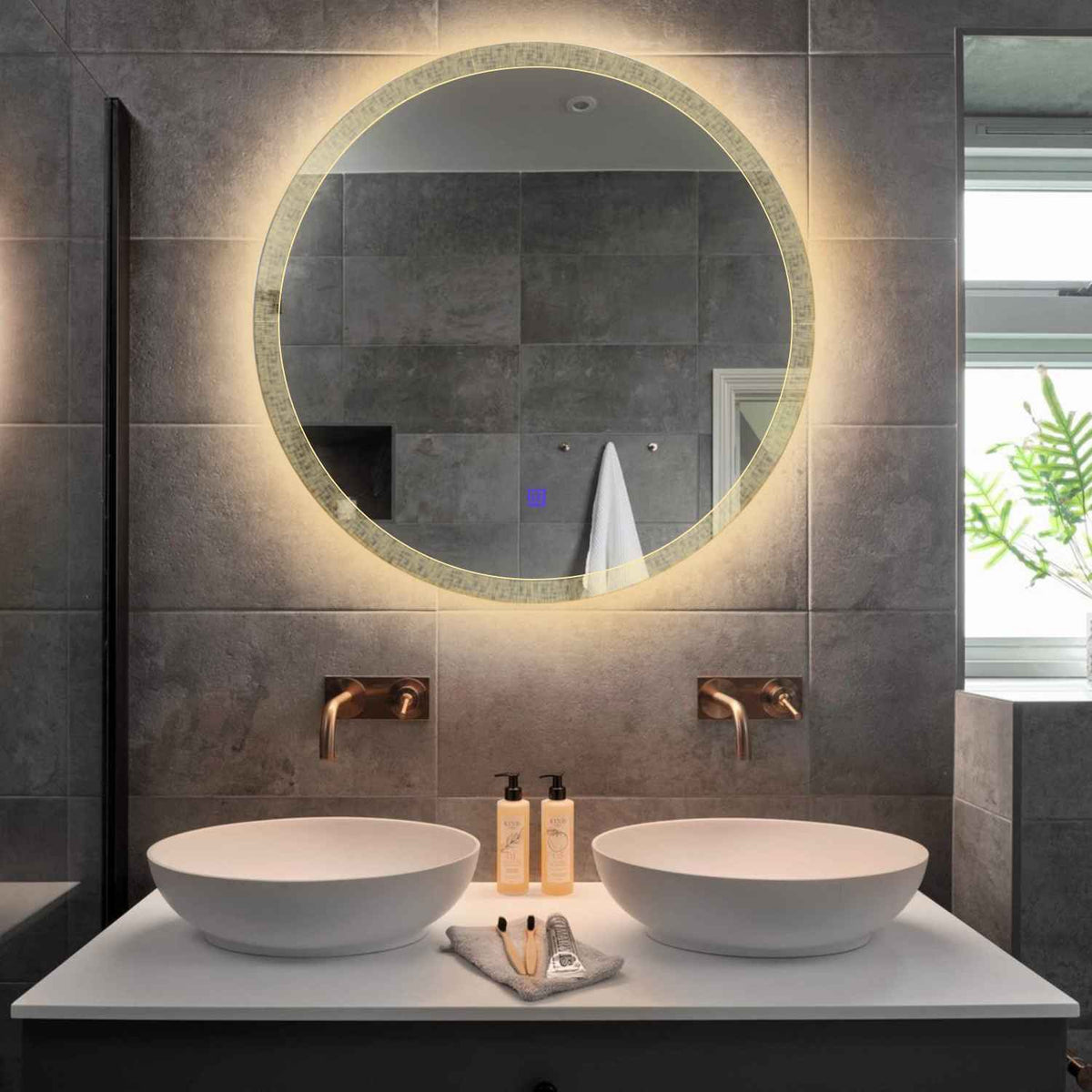 LED Spiegel Rond | met Touch-Knop | Warm Wit Licht - Reyze Serie Simetria Model 6