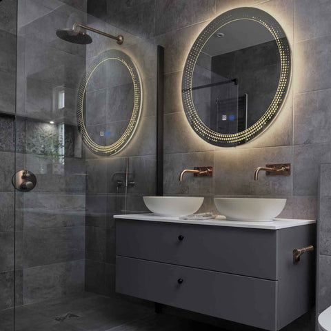 LED Spiegel Rond | met Touch-Knoppen | en Anti-Condens Functie | Warm Wit Licht - Reyze Serie Simetria Model 8