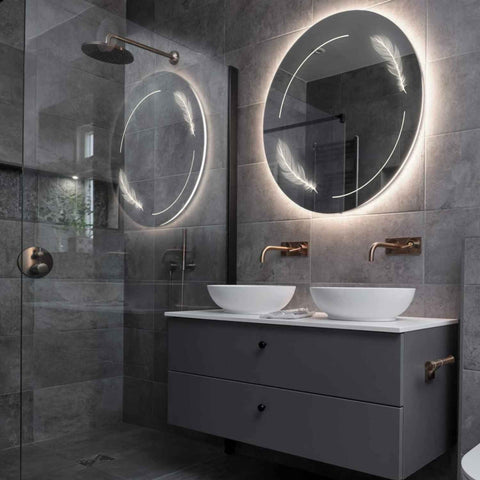 LED Spiegel Rond | Zonder Touchknoppen | Neutraal wit licht - Reyze Serie Good Vibes Model 2