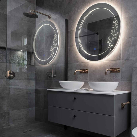 LED Spiegel Rond | met Touch-Knop | Neutraal wit licht - Reyze Serie Good Vibes Model 3