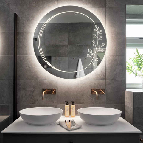 LED Spiegel Rond | Zonder Touchknoppen | Neutraal wit licht - Reyze Serie Good Vibes Model 3