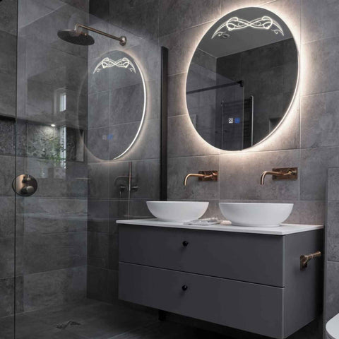 LED Spiegel Rond | met Touch-Knoppen | en Anti-Condens Functie | Neutraal wit licht - Reyze Serie Good Vibes Model 6