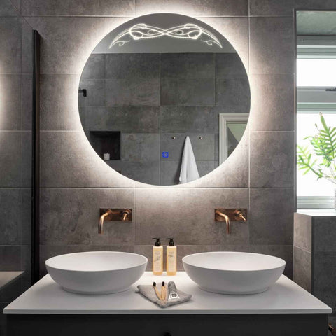 LED Spiegel Rond | met Touch-Knop | Neutraal wit licht - Reyze Serie Good Vibes Model 6