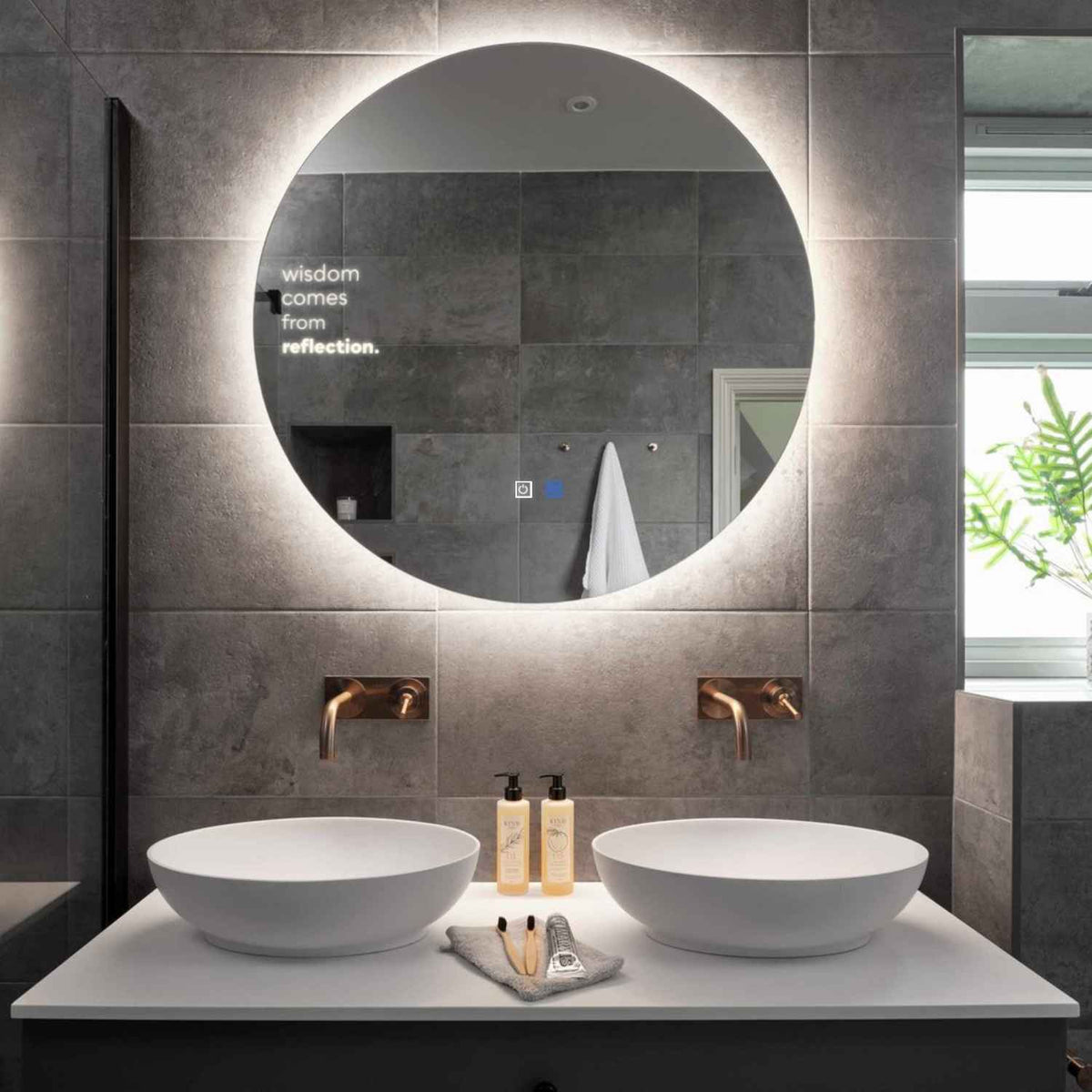 LED Spiegel Rond | met Touch-Knoppen | en Anti-Condens Functie | Neutraal wit licht - Reyze Serie Motivated Model 1