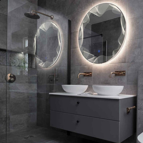 LED Spiegel Rond | met Touch-Knop | Neutraal wit licht - Reyze Serie Simetria Model 3