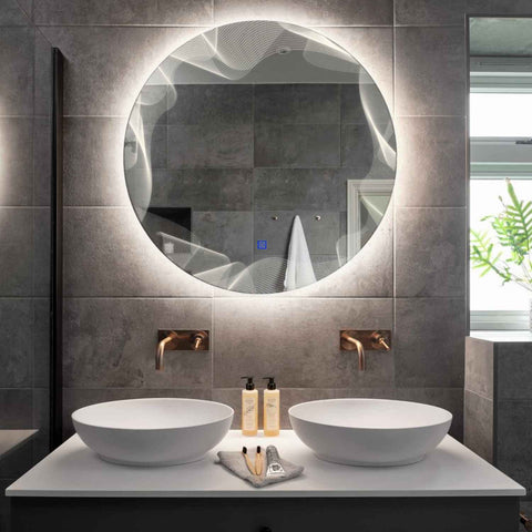LED Spiegel Rond | met Touch-Knop | Neutraal wit licht - Reyze Serie Simetria Model 3