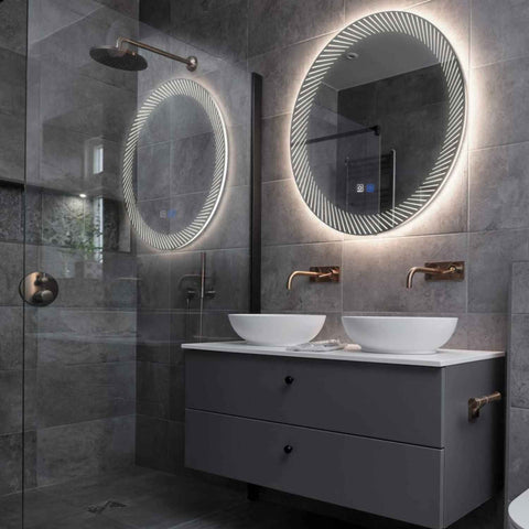 LED Spiegel Rond | met Touch-Knoppen | en Anti-Condens Functie | Neutraal wit licht - Reyze Serie Simetria Model 7