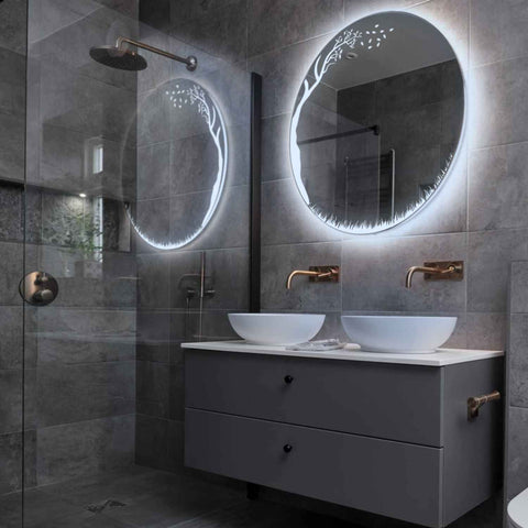 LED Spiegel Rond | Zonder Touchknoppen | Koud wit licht - Reyze Serie Good Vibes Model 8