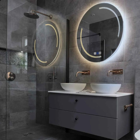 LED Spiegel Rond | met Touch-Knoppen | en Anti-Condens Functie | Instelbare lichttemperatuur - Reyze Serie Minimal Model 2