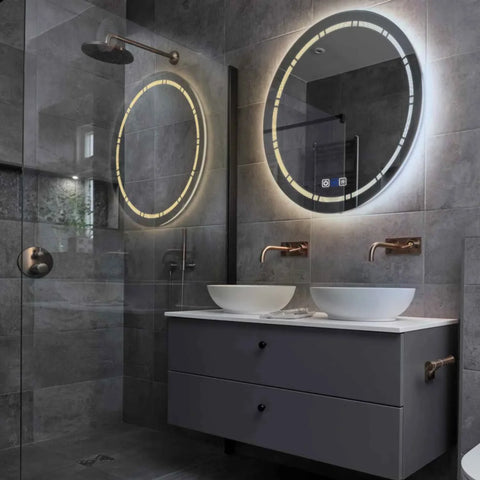 LED Spiegel Rond | met Touch-Knoppen | en Anti-Condens Functie | Instelbare lichttemperatuur - Reyze Serie Minimal Model 3