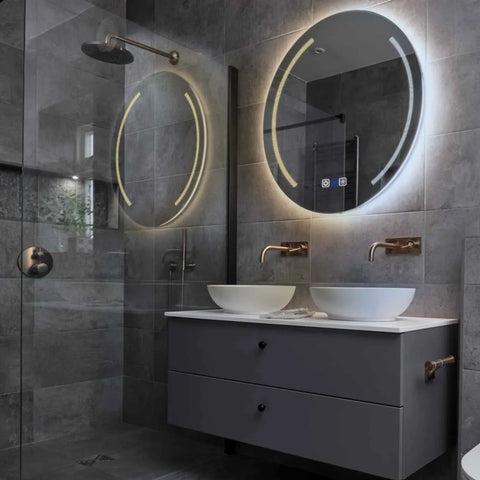 LED Spiegel Rond | met Touch-Knoppen | en Anti-Condens Functie | Instelbare lichttemperatuur - Reyze Serie Minimal Model 7
