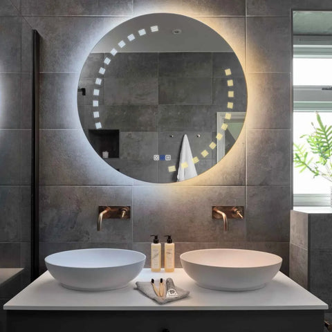 LED Spiegel Rond | met Touch-Knoppen | en Anti-Condens Functie | Instelbare lichttemperatuur - Reyze Serie Minimal Model 6