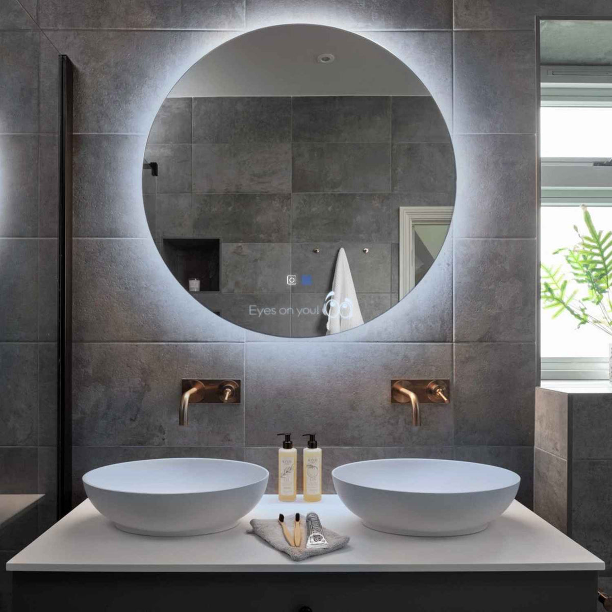 LED Spiegel Rond | met Touch-Knoppen | en Anti-Condens Functie | Koud wit licht - Reyze Serie Motivated Model 8