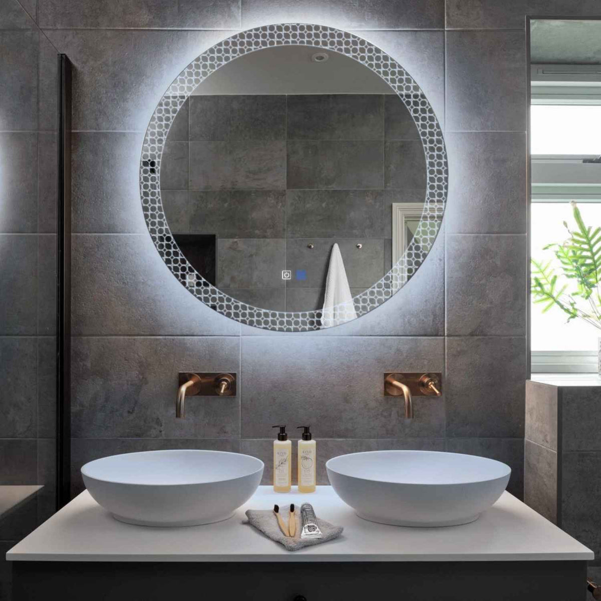 LED Spiegel Rond | met Touch-Knoppen | en Anti-Condens Functie | Koud wit licht - Reyze Serie Official Model 4
