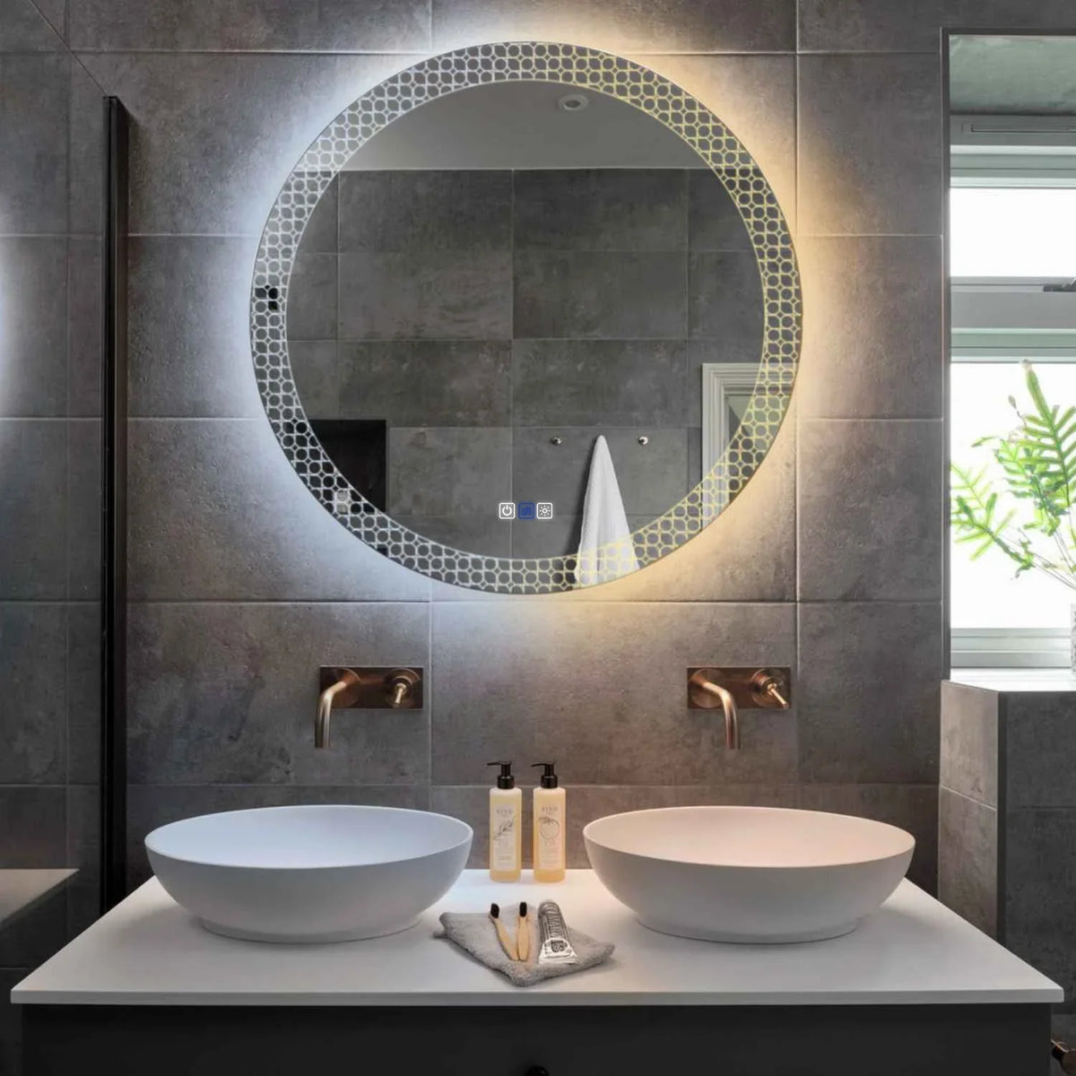 LED Spiegel Rond | met Touch-Knoppen | en Anti-Condens Functie | Instelbare lichttemperatuur - Reyze Serie Official Model 4