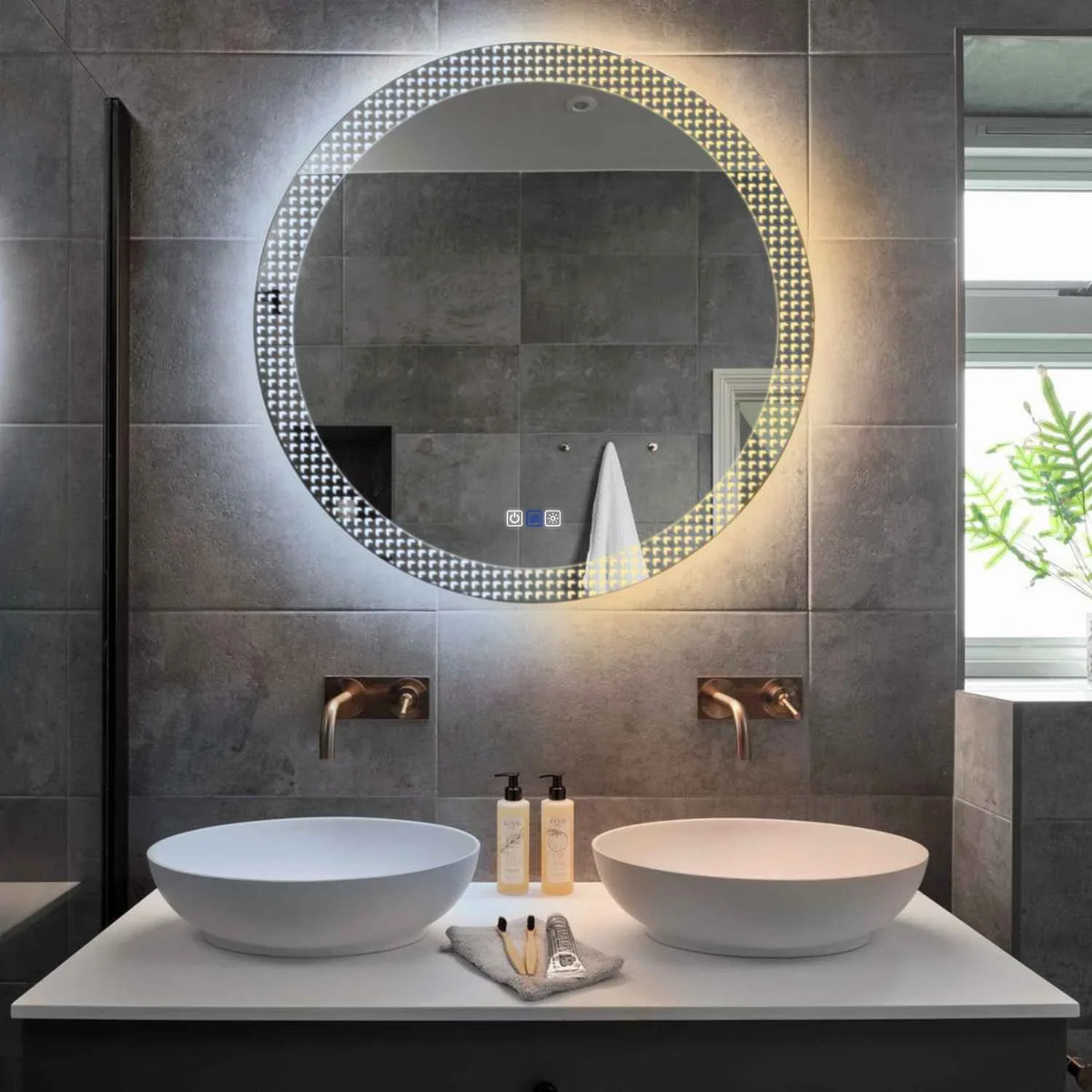 LED Spiegel Rond | met Touch-Knoppen | en Anti-Condens Functie | Instelbare lichttemperatuur - Reyze Serie Official Model 6