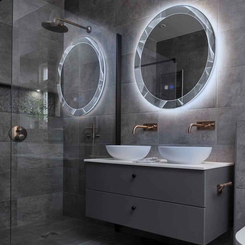 LED Spiegel Rond | met Touch-Knoppen | en Anti-Condens Functie | Koud wit licht - Reyze Serie Simetria Model 2