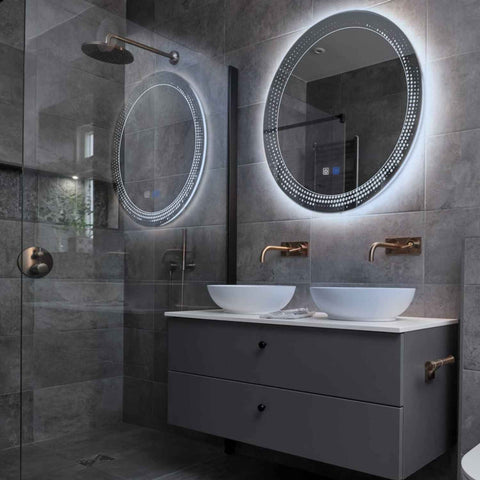 LED Spiegel Rond | met Touch-Knoppen | en Anti-Condens Functie | Koud wit licht - Reyze Serie Simetria Model 8