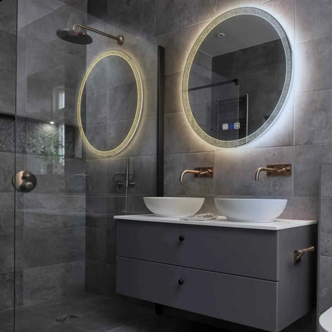 LED Spiegel Rond | met Touch-Knoppen | en Anti-Condens Functie | Instelbare lichttemperatuur - Reyze Serie Simetria Model 6