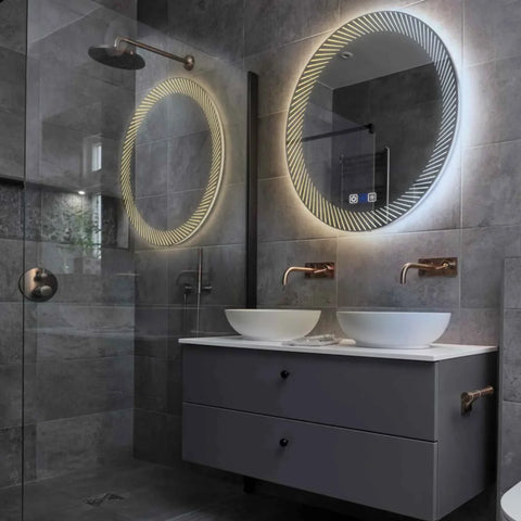 LED Spiegel Rond | met Touch-Knoppen | en Anti-Condens Functie | Instelbare lichttemperatuur - Reyze Serie Simetria Model 7