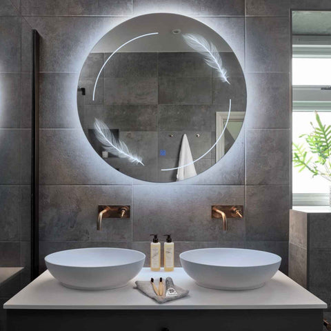LED Spiegel Rond | met Touch-Knop | Koud wit licht - Reyze Serie Good Vibes Model 2