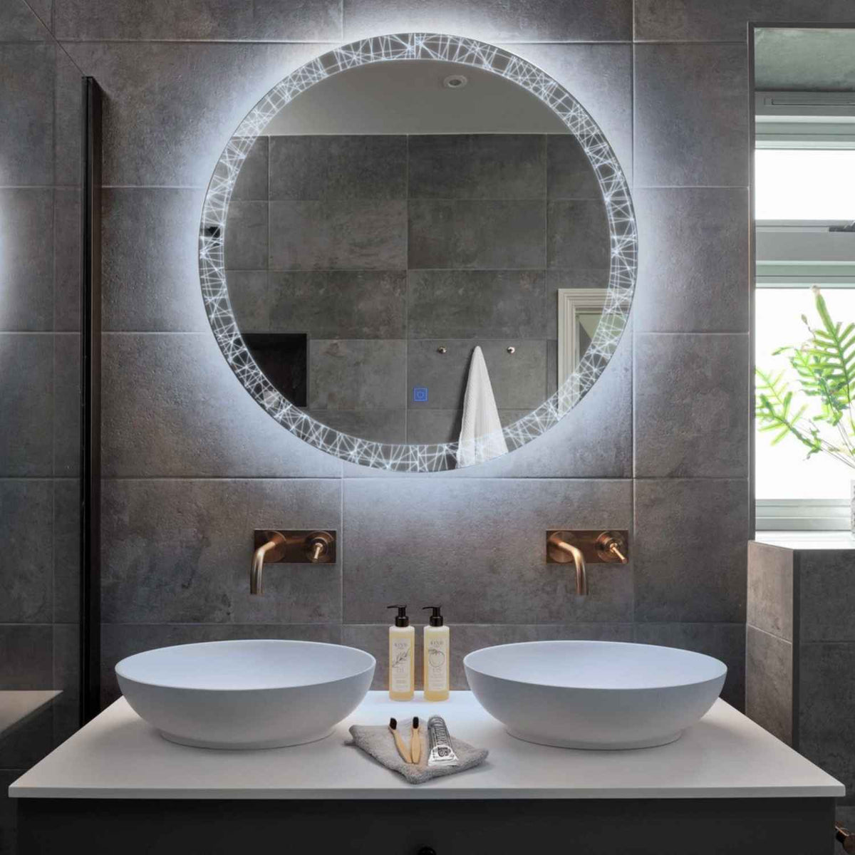 LED Spiegel Rond | met Touch-Knop | Koud wit licht - Reyze Serie Simetria Model 1