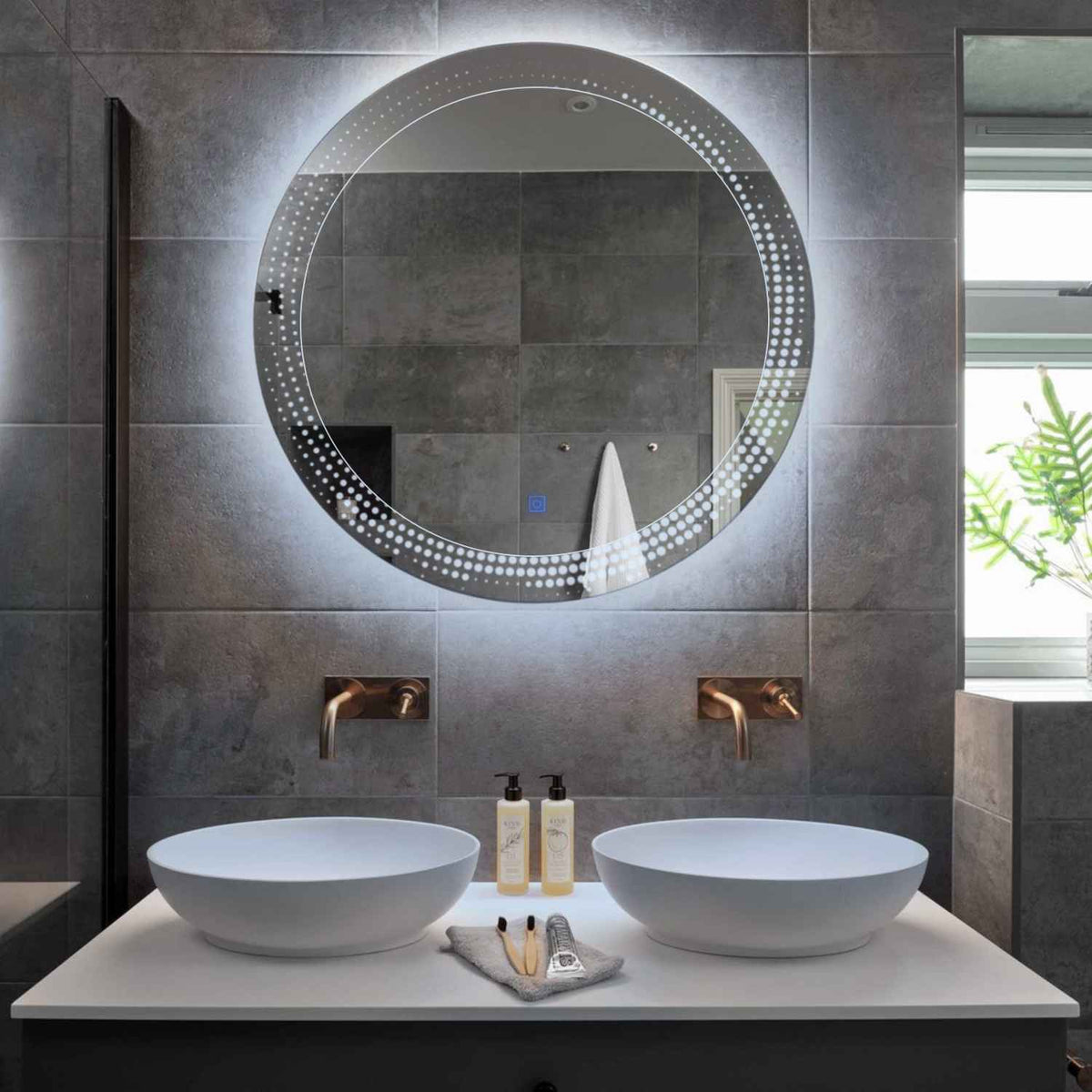 LED Spiegel Rond | met Touch-Knop | Koud wit licht - Reyze Serie Simetria Model 8