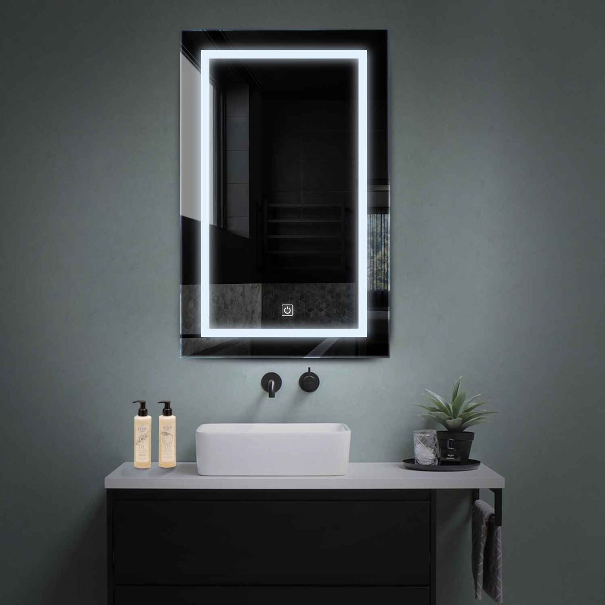 LED Spiegel Verticaal | met Touch-Knop | Koud wit licht - Reyze Serie Salono Model 1