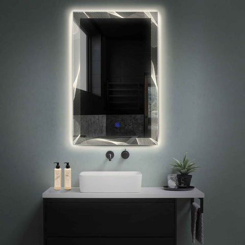 LED Spiegel Verticaal | met Touch-Knop | Neutraal wit licht - Reyze Serie Simetria Model 2