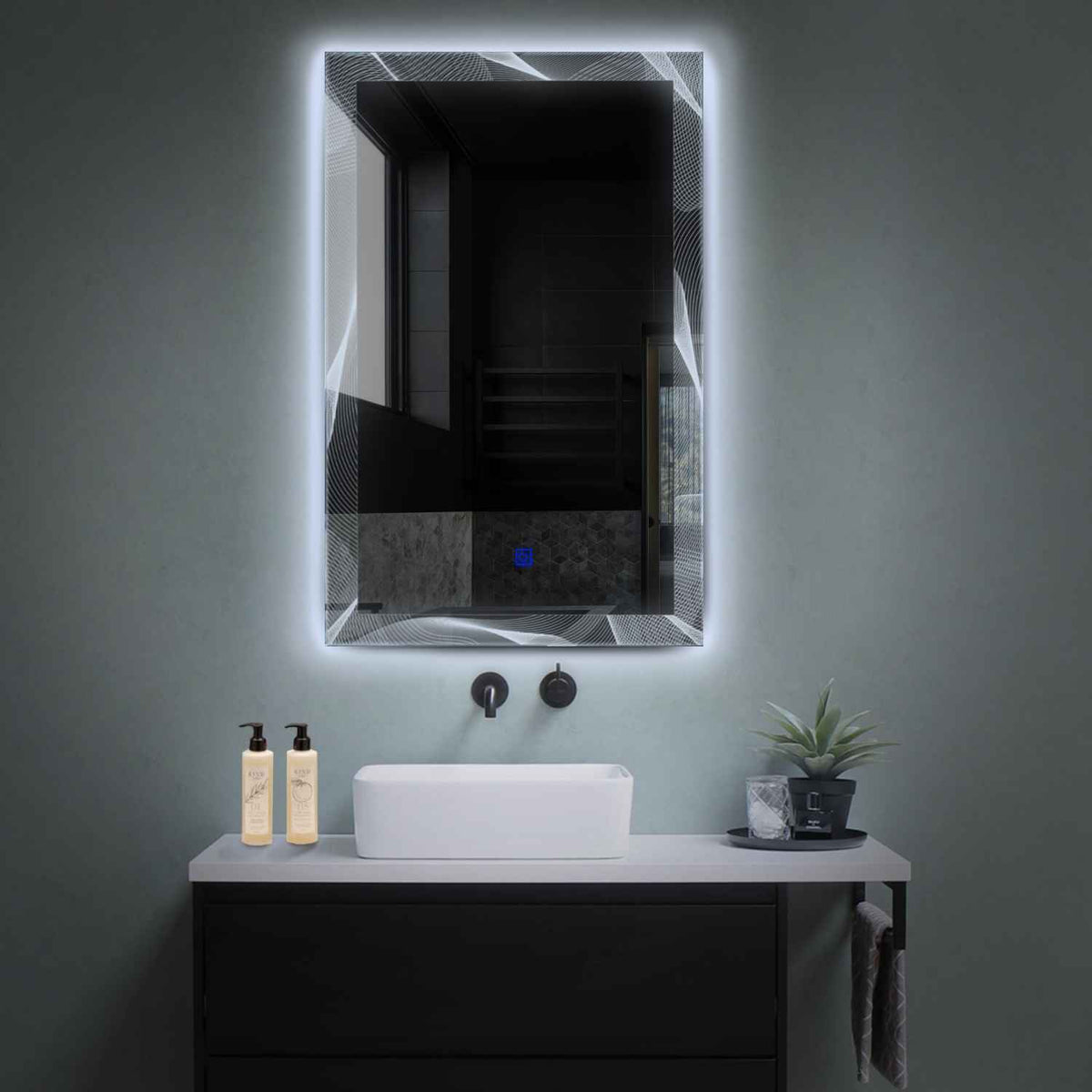 LED Spiegel Verticaal | met Touch-Knop | Koud wit licht - Reyze Serie Simetria Model 2