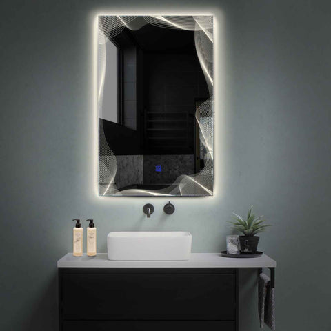 LED Spiegel Verticaal | met Touch-Knop | Neutraal wit licht - Reyze Serie Simetria Model 3