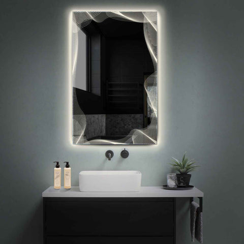 LED Spiegel Verticaal | Zonder Touchknoppen | Neutraal wit licht - Reyze Serie Simetria Model 3