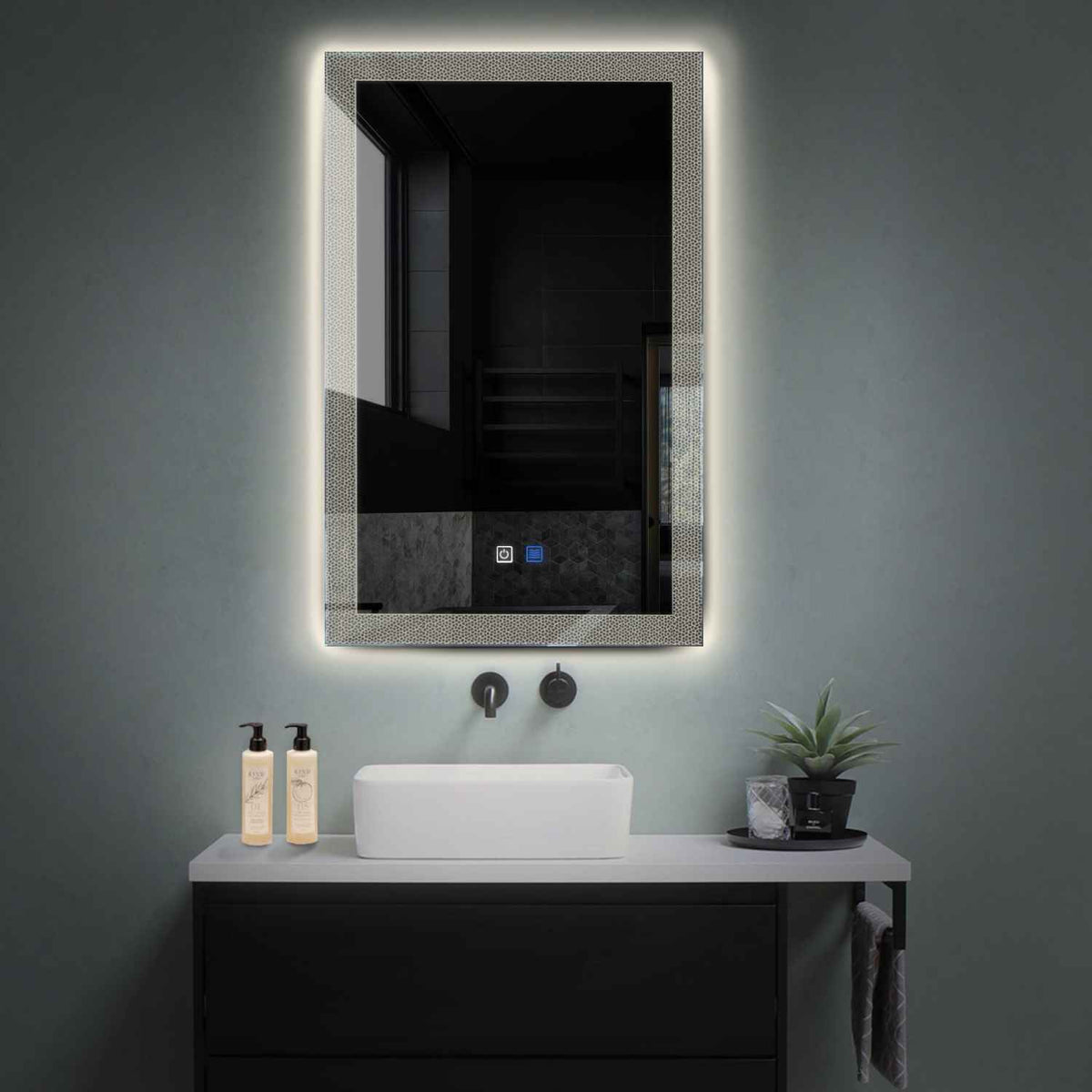 LED Spiegel Verticaal | met Touch-Knoppen | en Anti-Condens Functie | Neutraal wit licht - Reyze Serie Simetria Model 4