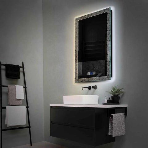 LED Spiegel Verticaal | met Touch-Knoppen | en Anti-Condens Functie | Instelbare lichttemperatuur - Reyze Serie Simetria Model 5