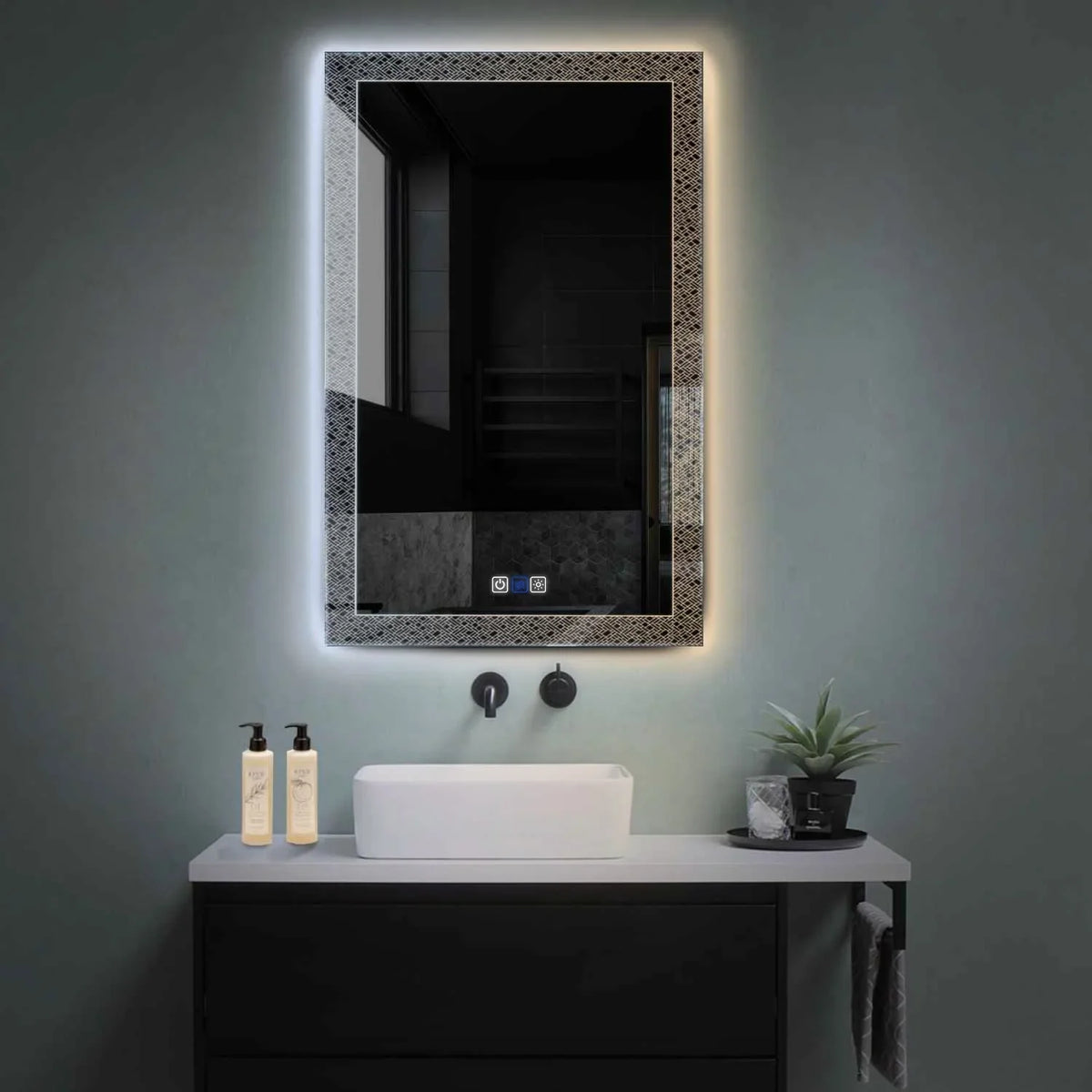 LED Spiegel Verticaal | met Touch-Knoppen | en Anti-Condens Functie | Instelbare lichttemperatuur - Reyze Serie Simetria Model 5
