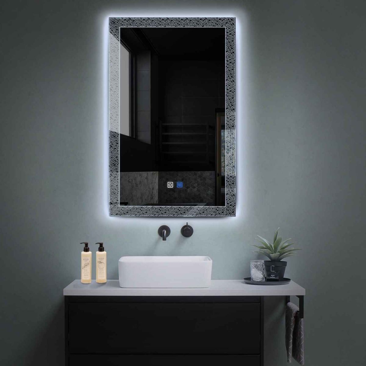 LED Spiegel Verticaal | met Touch-Knoppen | en Anti-Condens Functie | Koud wit licht - Reyze Serie Simetria Model 5