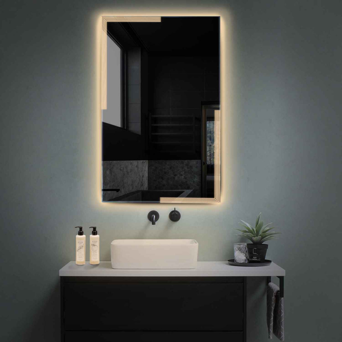LED Spiegel Verticaal | Zonder Touchknoppen | Warm Wit Licht - Reyze Serie Edge Model 2