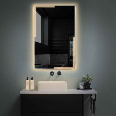 LED Spiegel Verticaal | Zonder Touchknoppen | Warm Wit Licht - Reyze Serie Edge Model 2