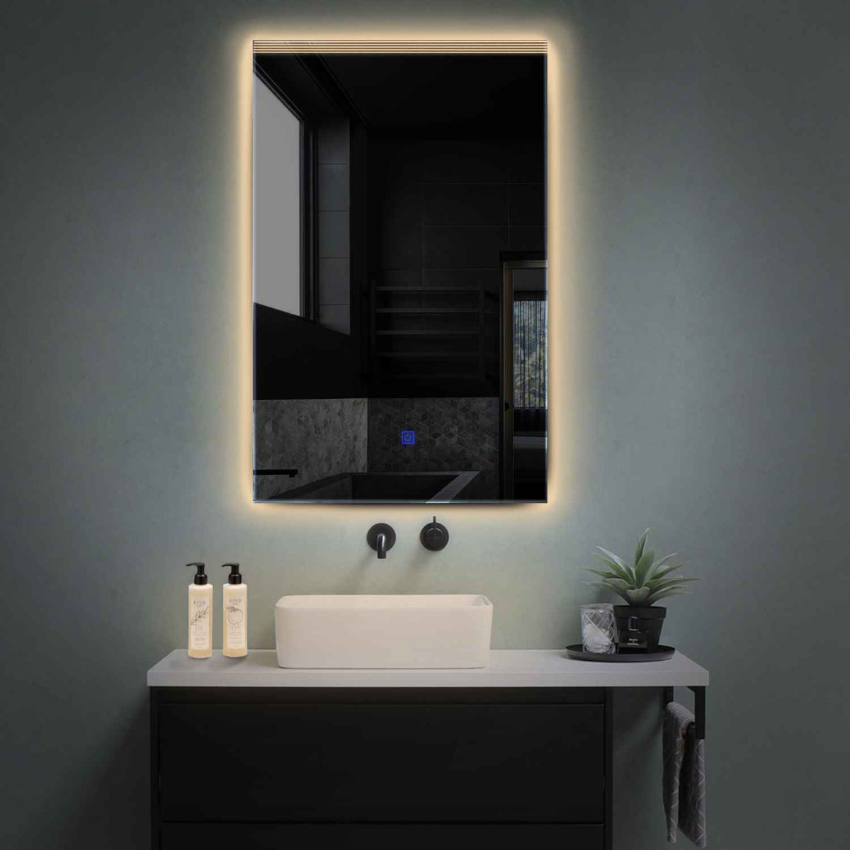 LED Spiegel Verticaal | met Touch-Knop | Warm Wit Licht - Reyze Serie Edge Model 5